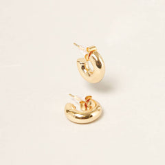 14K Gold Dipped Post Hoop Earrings