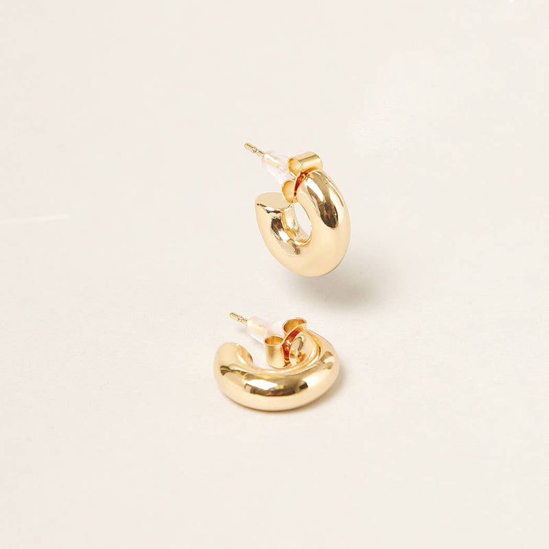 14K Gold Dipped Post Hoop Earrings