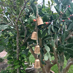 Christmas 4-Bell Upcycled Metal Pendant Chime on Jute Rope