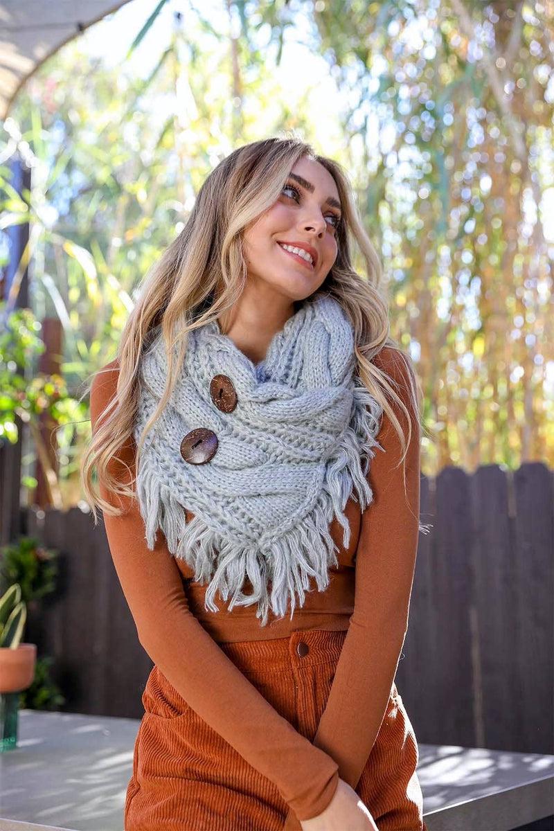 Heathered Shoulder Warmer With Coco Buttons