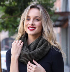 Faux Sherpa Lining Knit Infinity Scarf