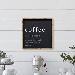 Coffee Noun Wood Sign: Black