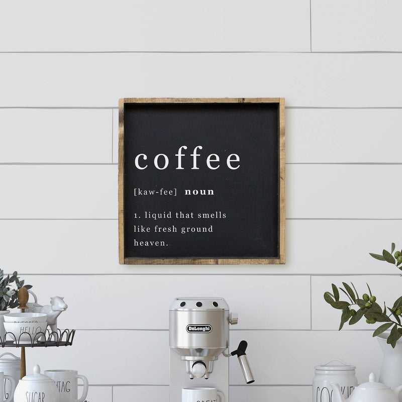 Coffee Noun Wood Sign: Black
