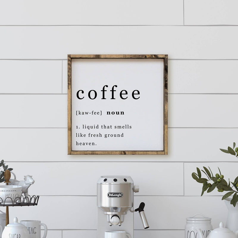 Coffee Noun Wood Sign: White