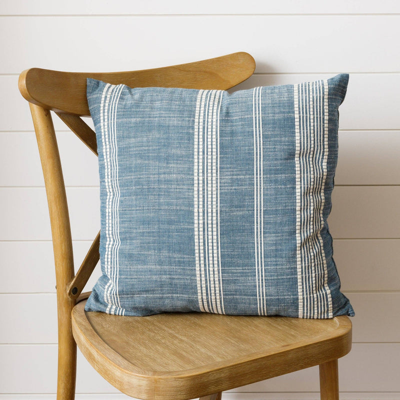 Woven Blue Stripe Square Pillow